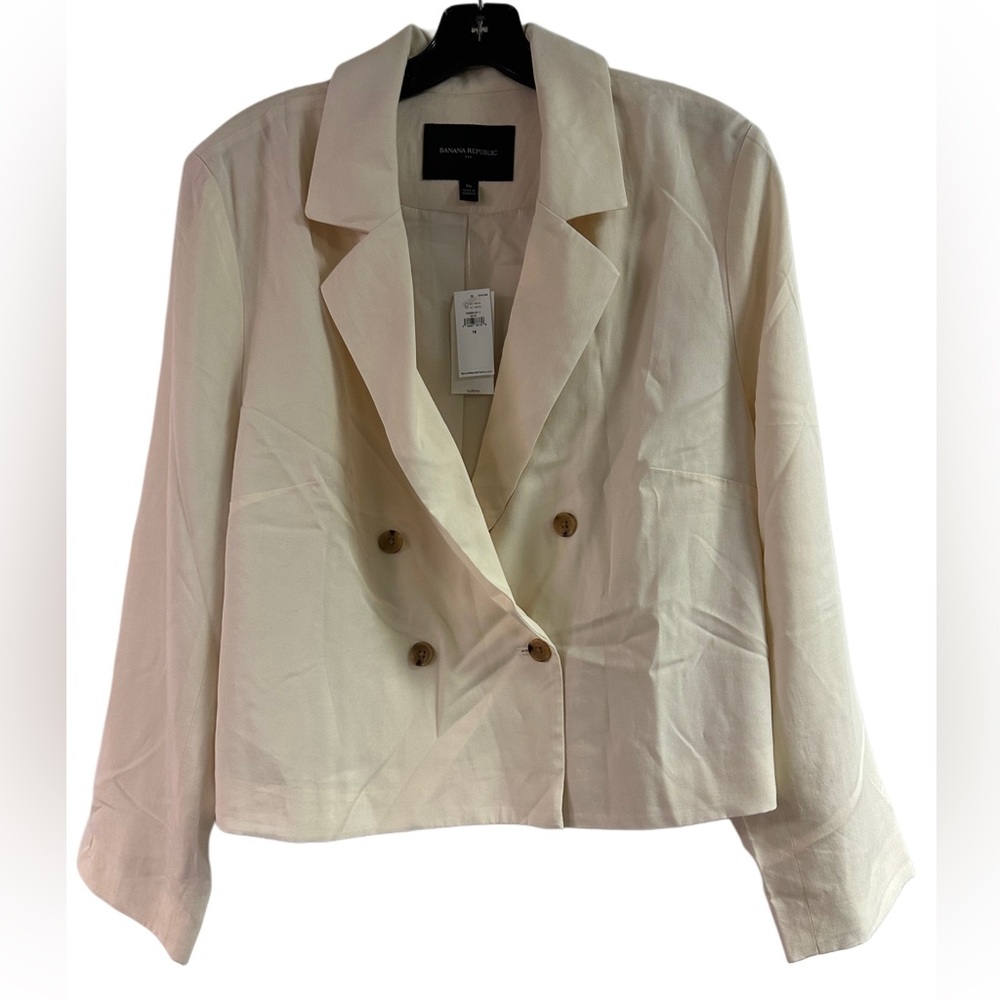 NWT Banana Republic Cream Crop Double Breasted Blazer Size 16